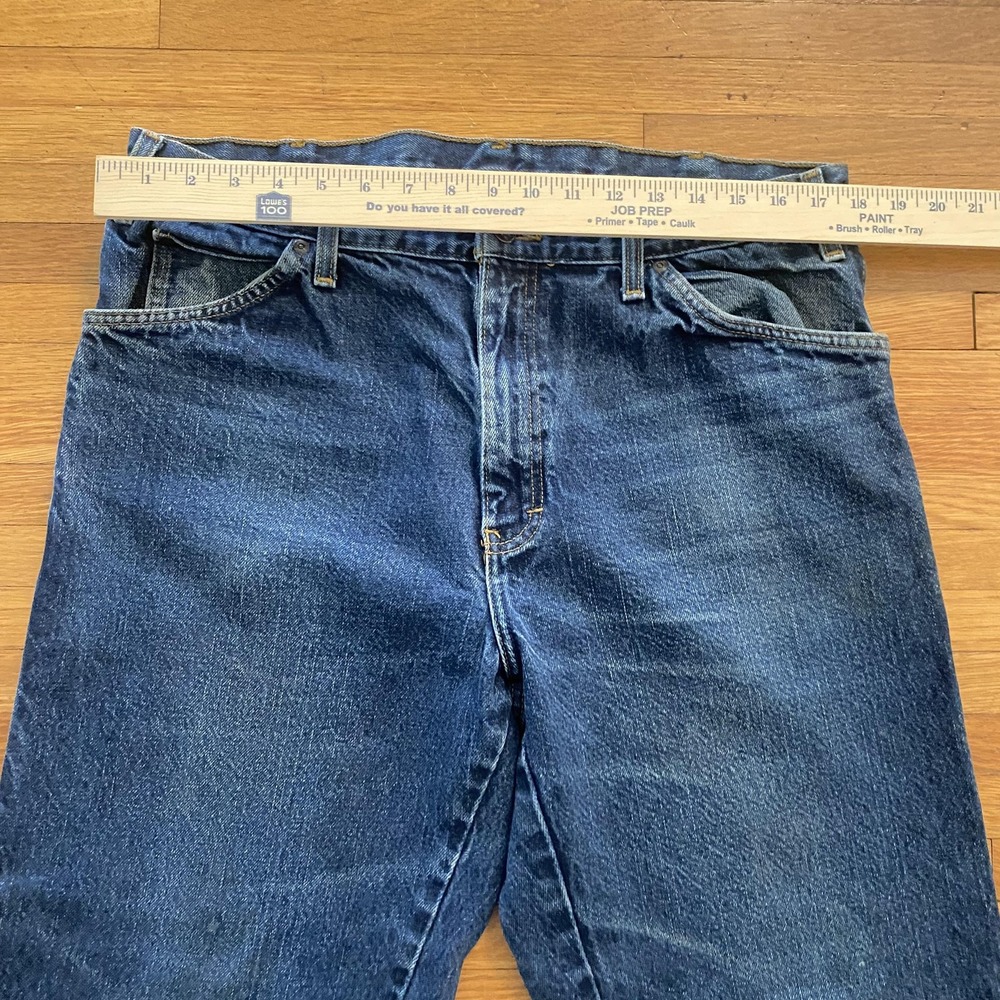 Dickies Jeans Mens 38x34 Blue Denim Straight Leg Workwear 5 Pocket Zip Fly Faded - Picture 5 of 15